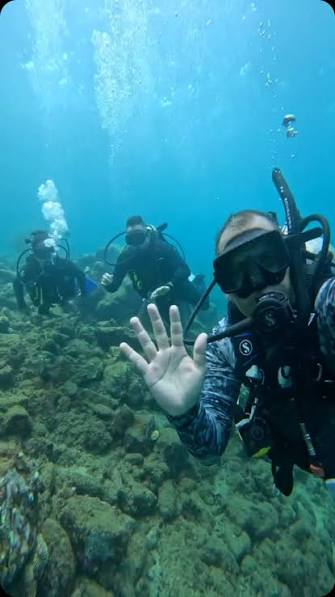 Buzos explorando un arrecife del Caribe